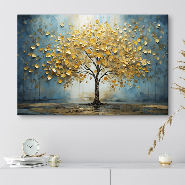 Painting of a tree with yellow leaves Painting of a tree with yellow leaves