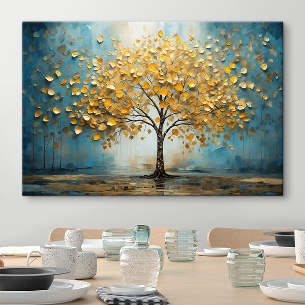 Painting of a tree with yellow leaves Painting of a tree with yellow leaves