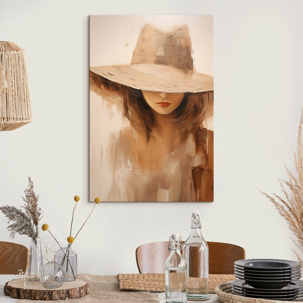 Painting of a woman wearing a hat
