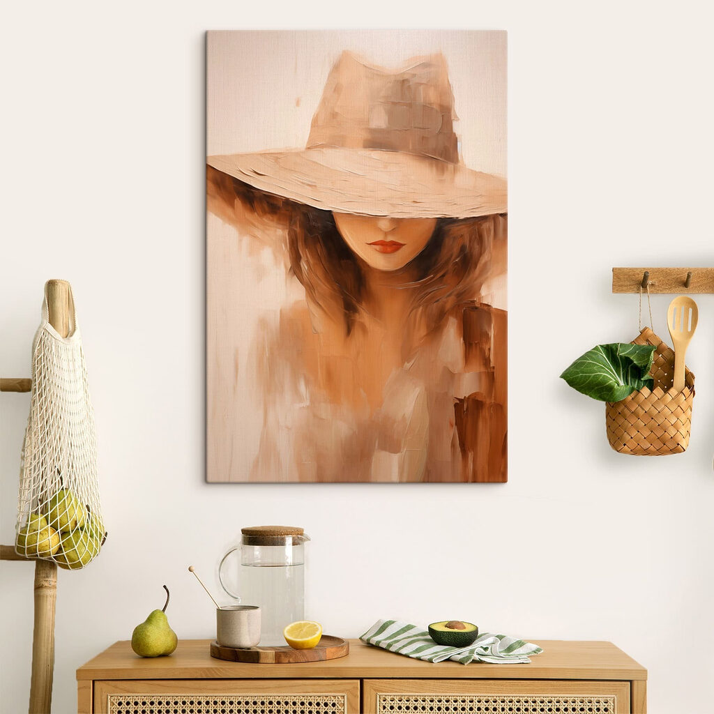 Painting of a woman wearing a hat