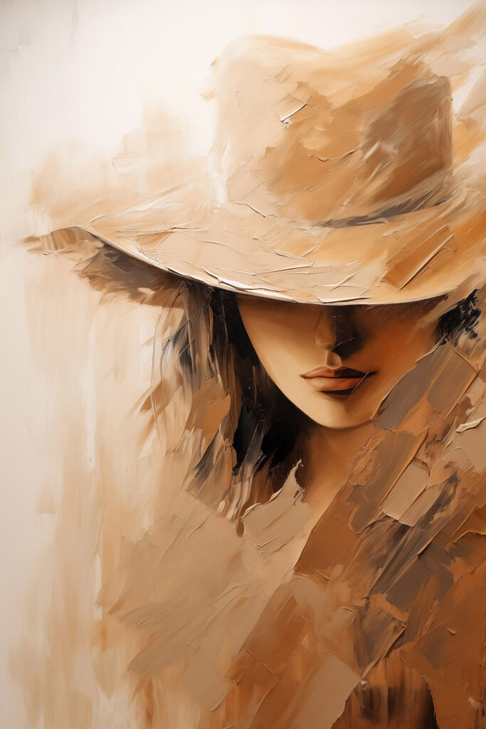 Painting of a woman's face with a hat
