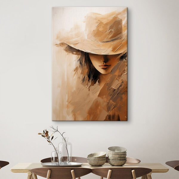 Painting of a woman's face with a hat
