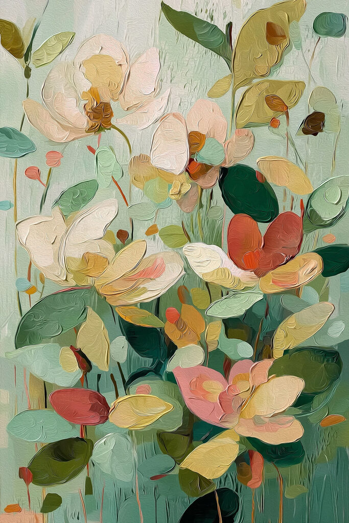 Painting of flowers and leaves Painting of flowers and leaves