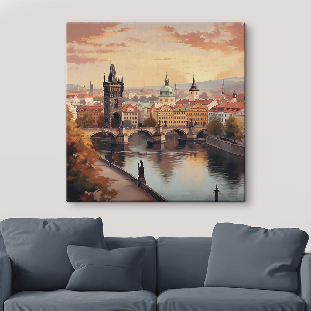 Bridge over a river with a bridge and a statue Bridge over a river with a bridge and a statue