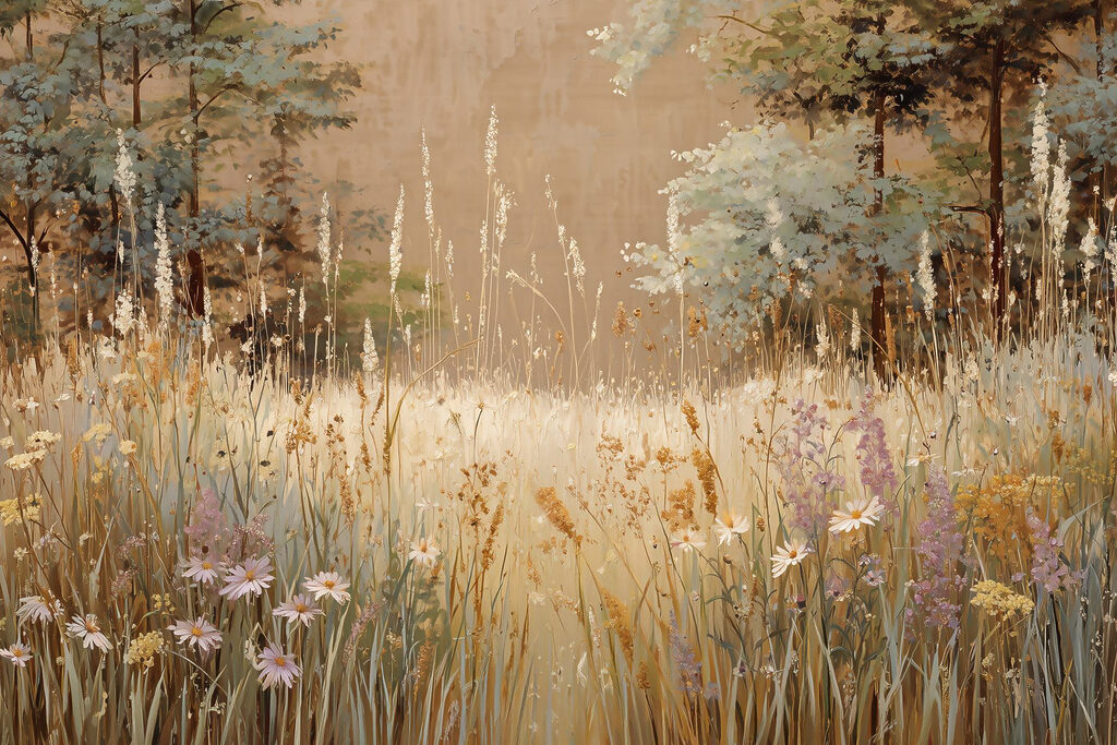 Painting of a field of flowers Painting of a field of flowers