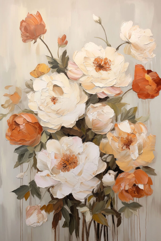 Painting of flowers on a white surface