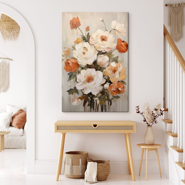 Painting of flowers on a white surface