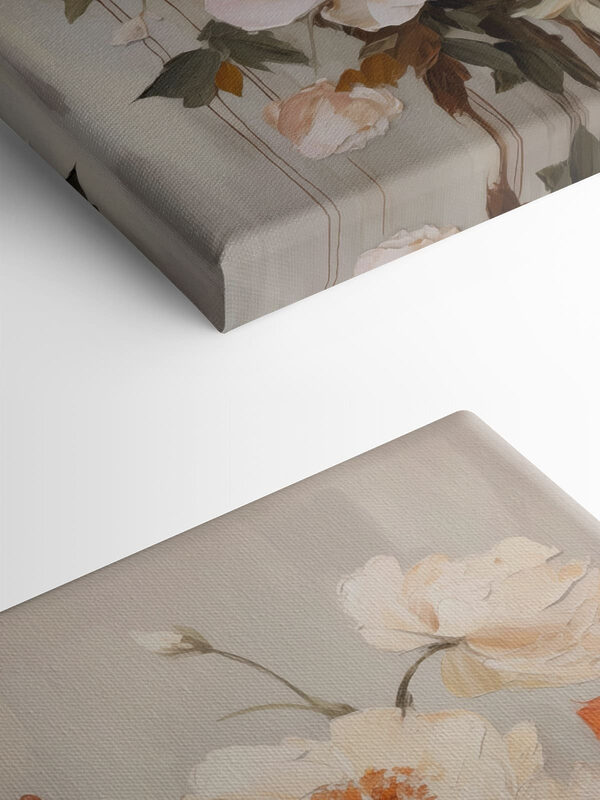 Painting of flowers on a white surface