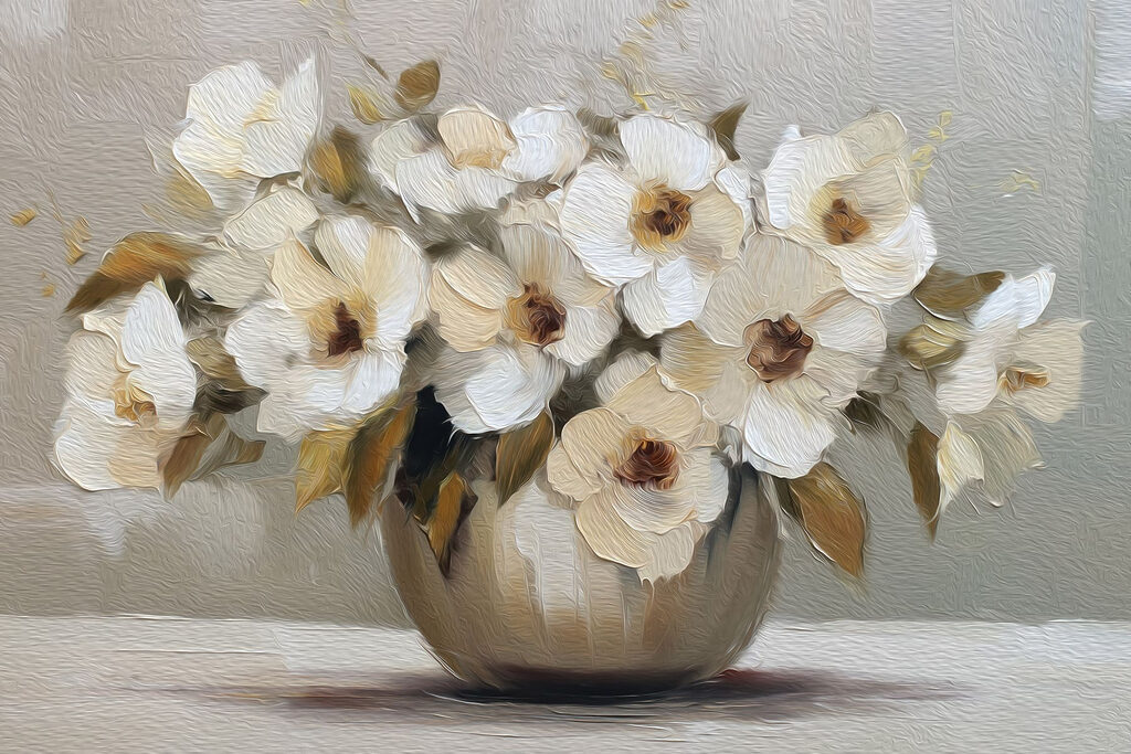 Painting of flowers in a vase