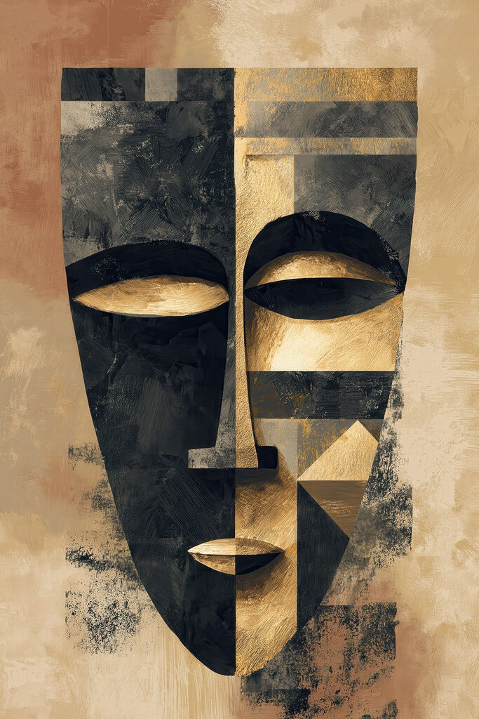 Abstract art depicting a stylized face Abstract art depicting a stylized face