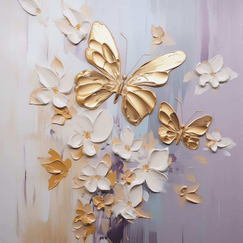 Painting of butterflies and flowers Painting of butterflies and flowers