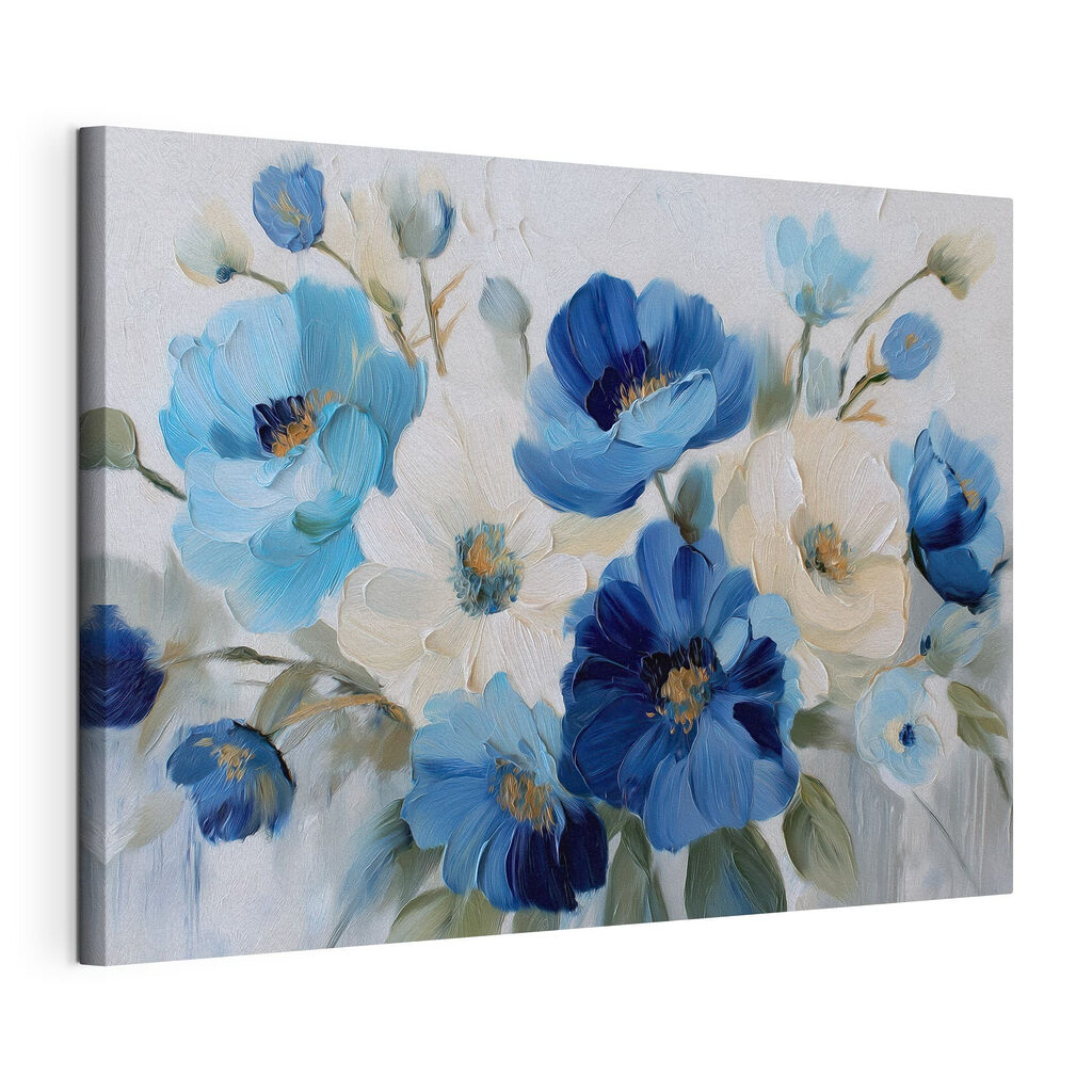 Painting of blue and white flowers