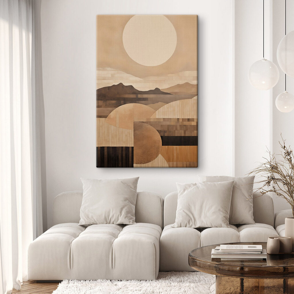 Painting of mountains and sun Painting of mountains and sun