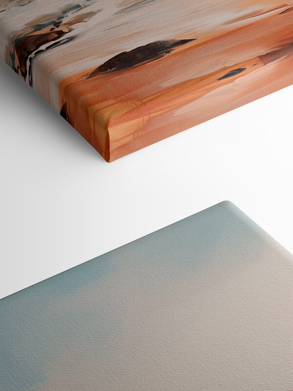 Painting of a beach with a rocky shore Painting of a beach with a rocky shore
