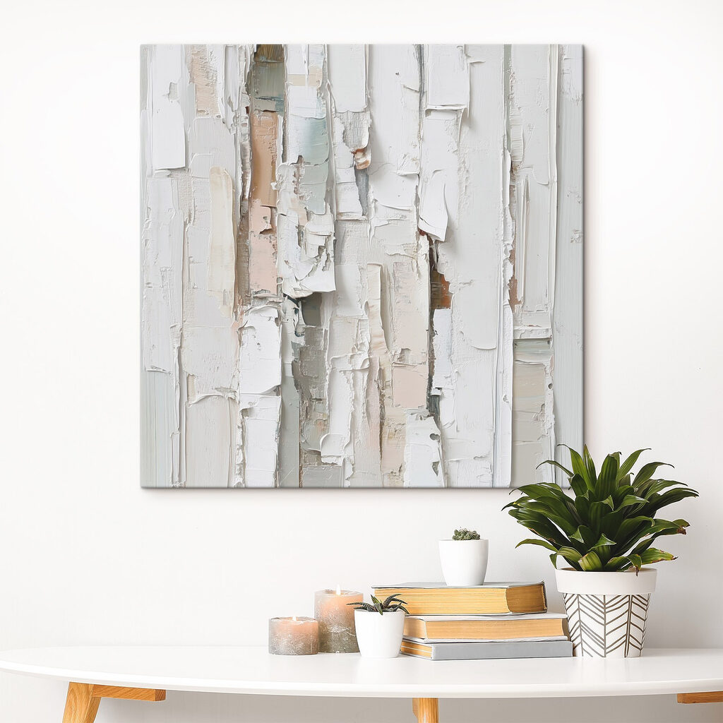 White painted wood with torn pieces of paper White painted wood with torn pieces of paper