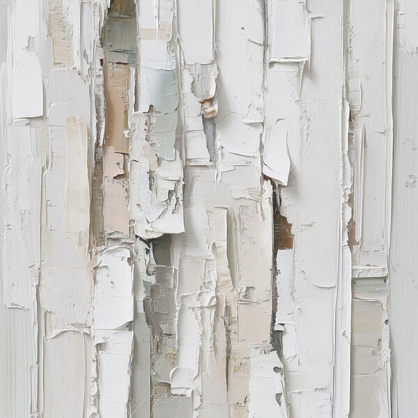 White painted wood with torn pieces of paper White painted wood with torn pieces of paper