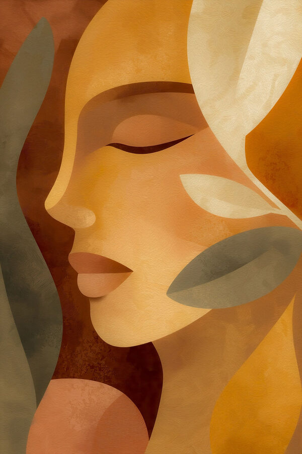 Soft hues in serene profile art Soft hues in serene profile art