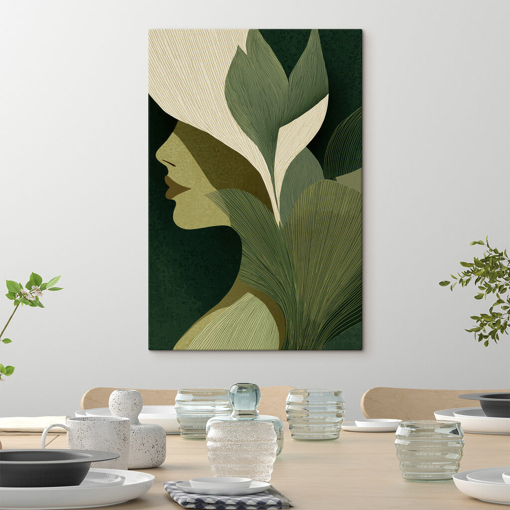 Woman's face with leaves