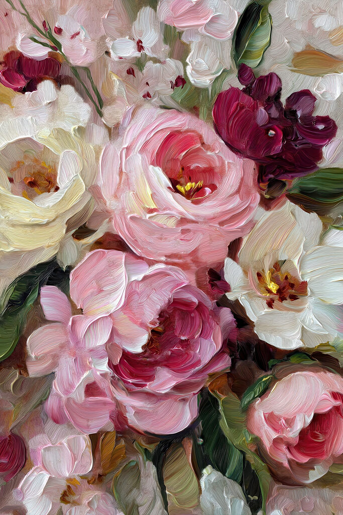 - Blossoming petals in soft hues