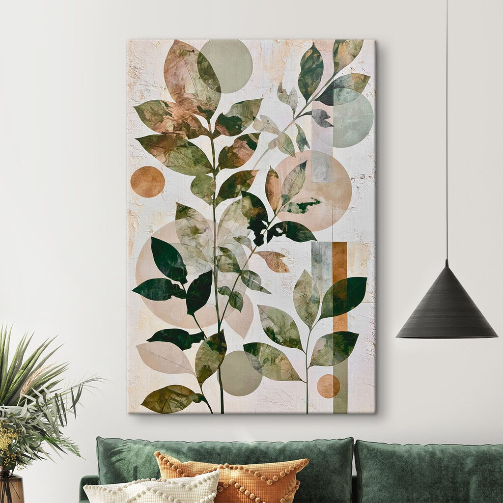 Painting of leaves and circles