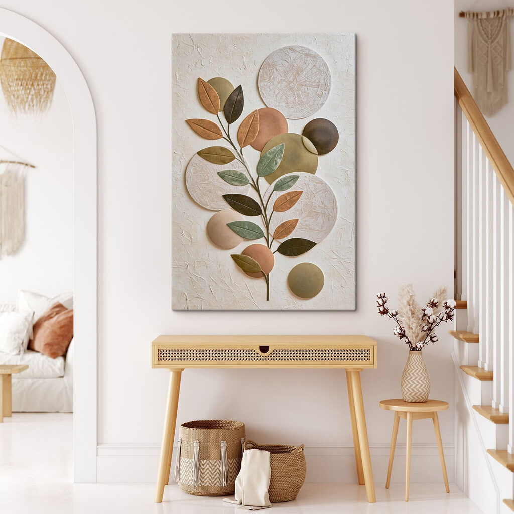Natural shapes and earthy tones blend Natural shapes and earthy tones blend