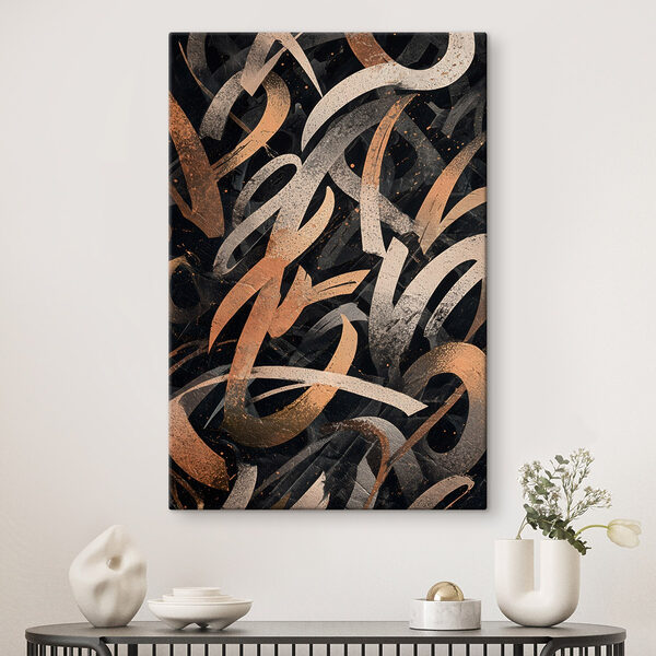 Картина Black and orange brush strokes (Артикул: s49246)