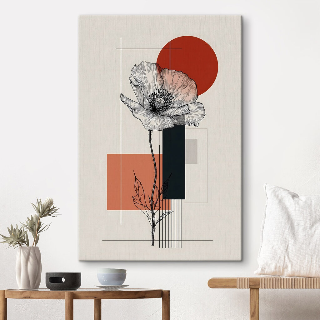 Flower with a stem and a red circle