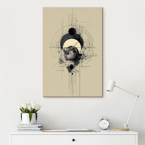 Картина Black and white drawing of a moon and circles (Артикул: s49332)