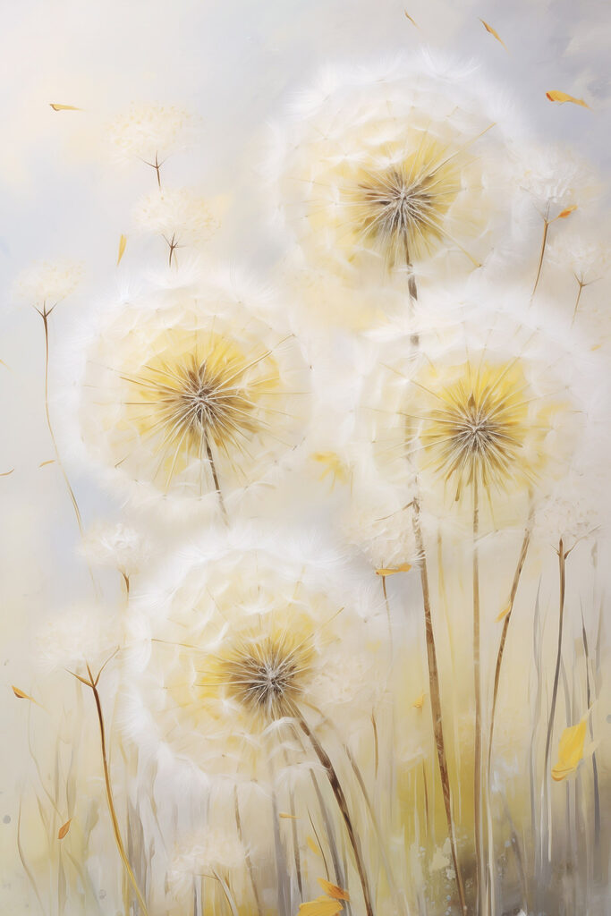 Delicate dandelions in soft hues