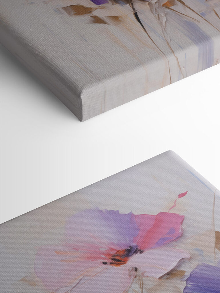 Painting of flowers on a white surface