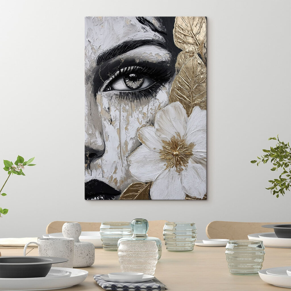 - Striking portrait with flower detail