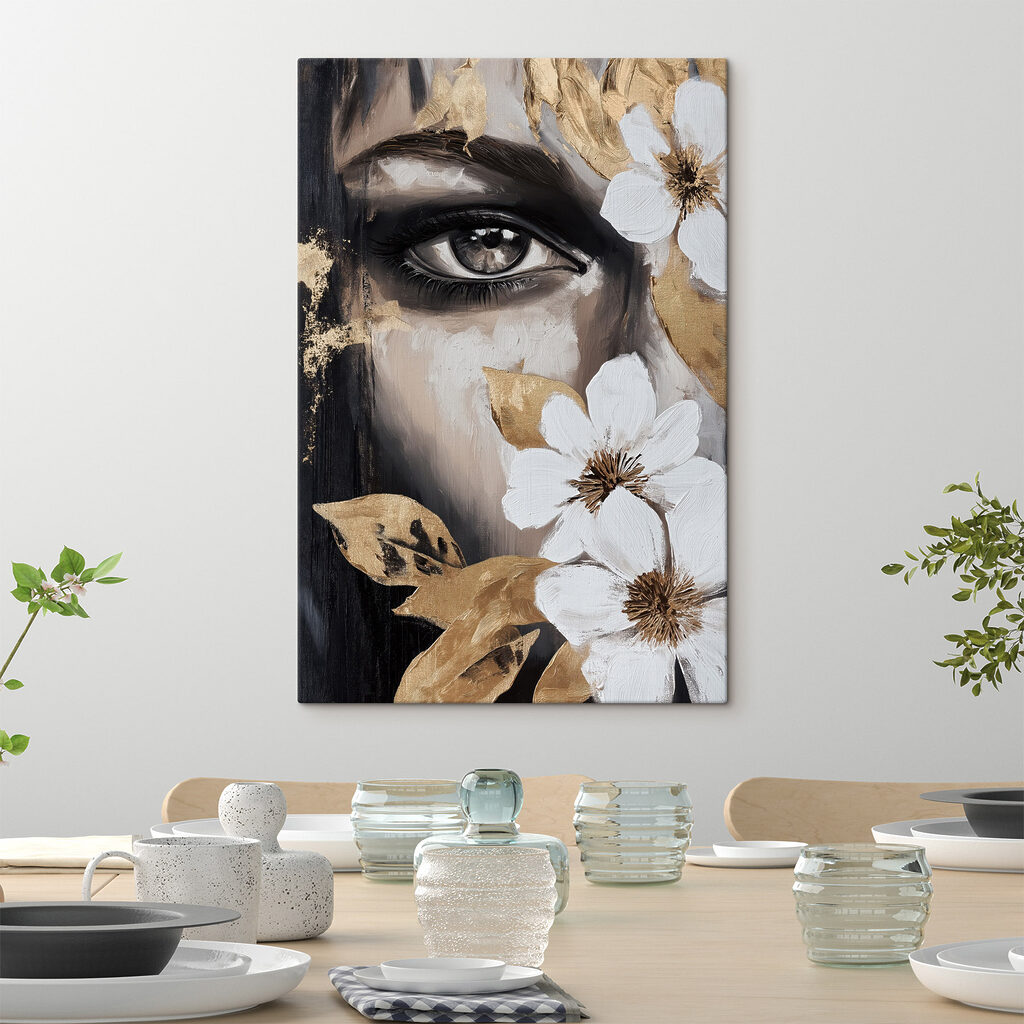 Painting of a woman's eye and flowers Painting of a woman's eye and flowers