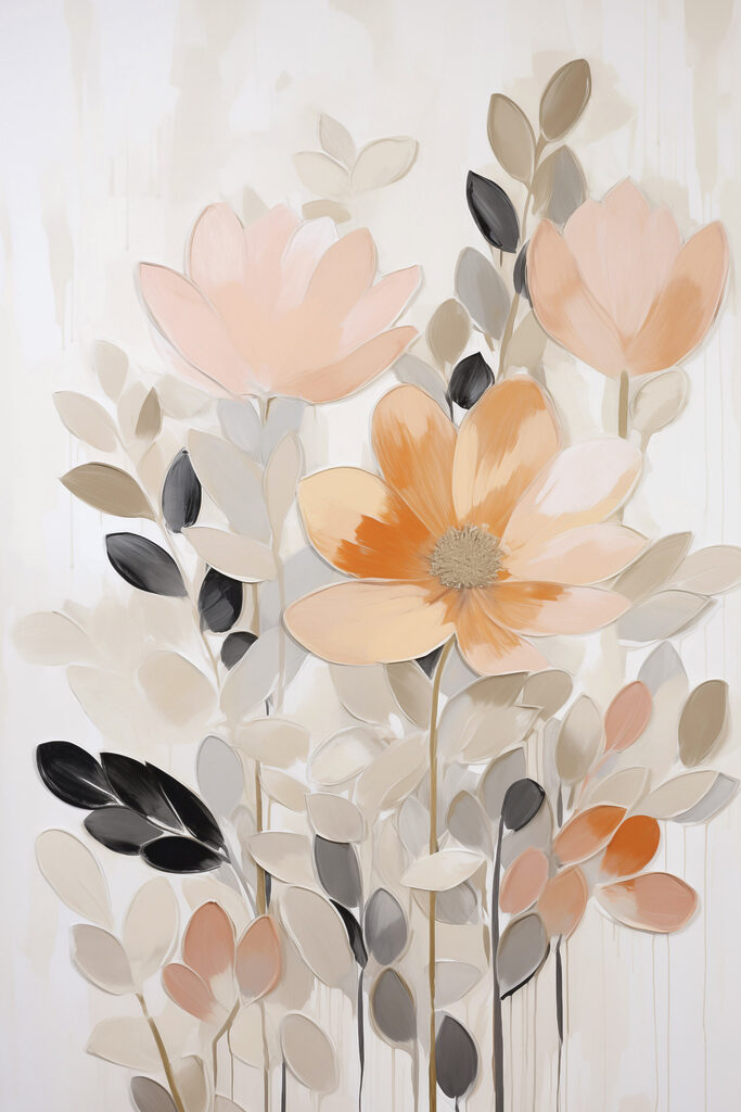 Painting of flowers and leaves