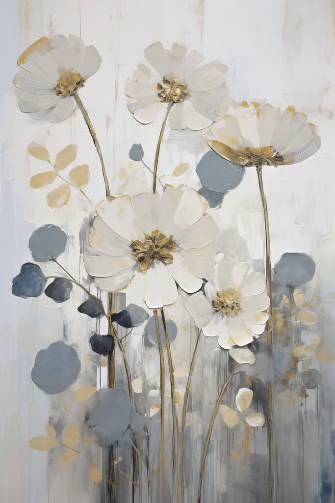 Painting of flowers and leaves