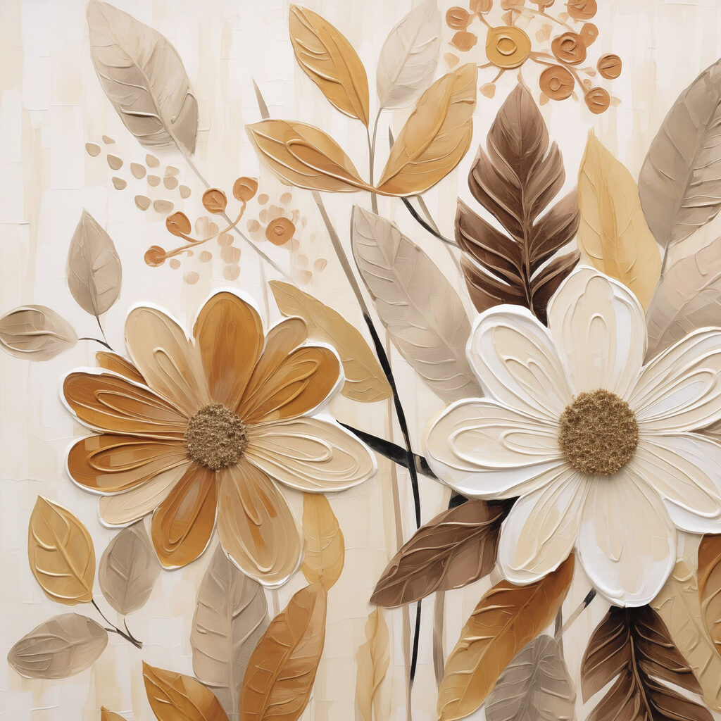 Painting of flowers and leaves