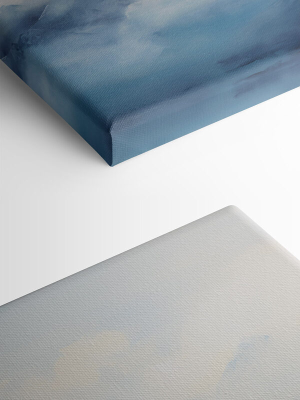 Painting of mountains in the clouds