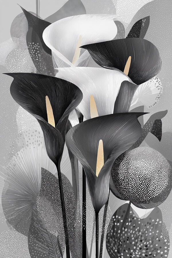 Group of black and white flowers Group of black and white flowers