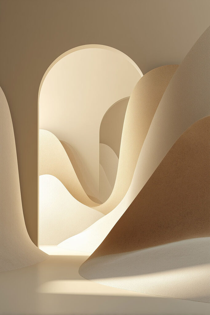 Room with a archway and a white wall