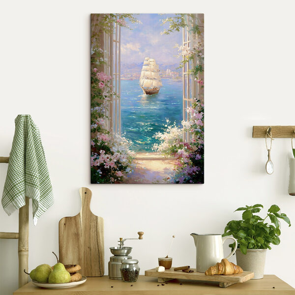Painting of a ship in the water Painting of a ship in the water