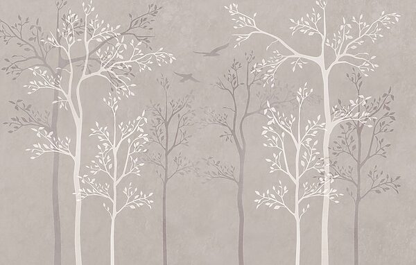 Wallpaper with trees and birds Wallpaper with trees and birds