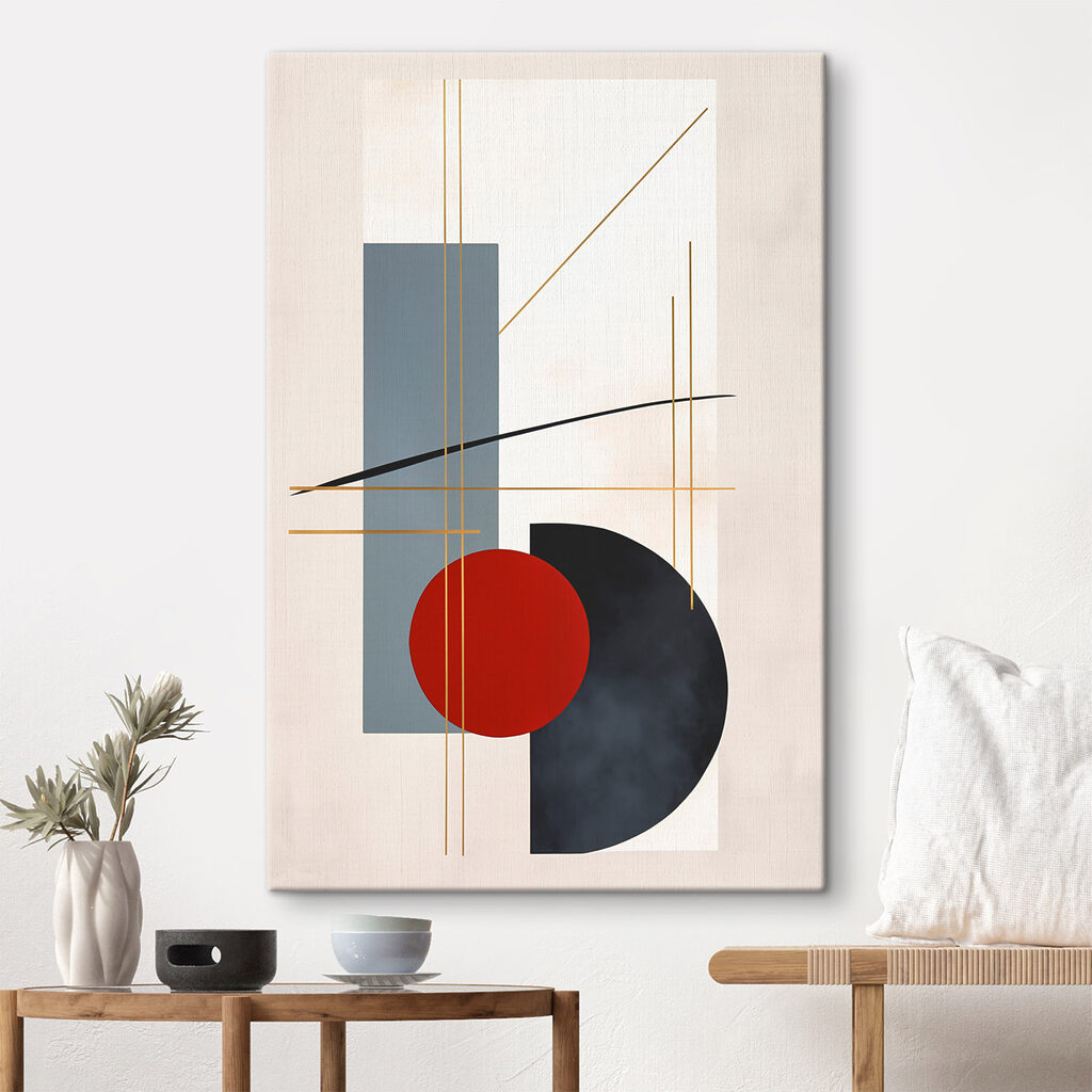 Red circle and blue rectangles and lines