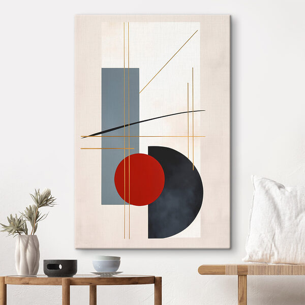 Red circle and blue rectangles and lines