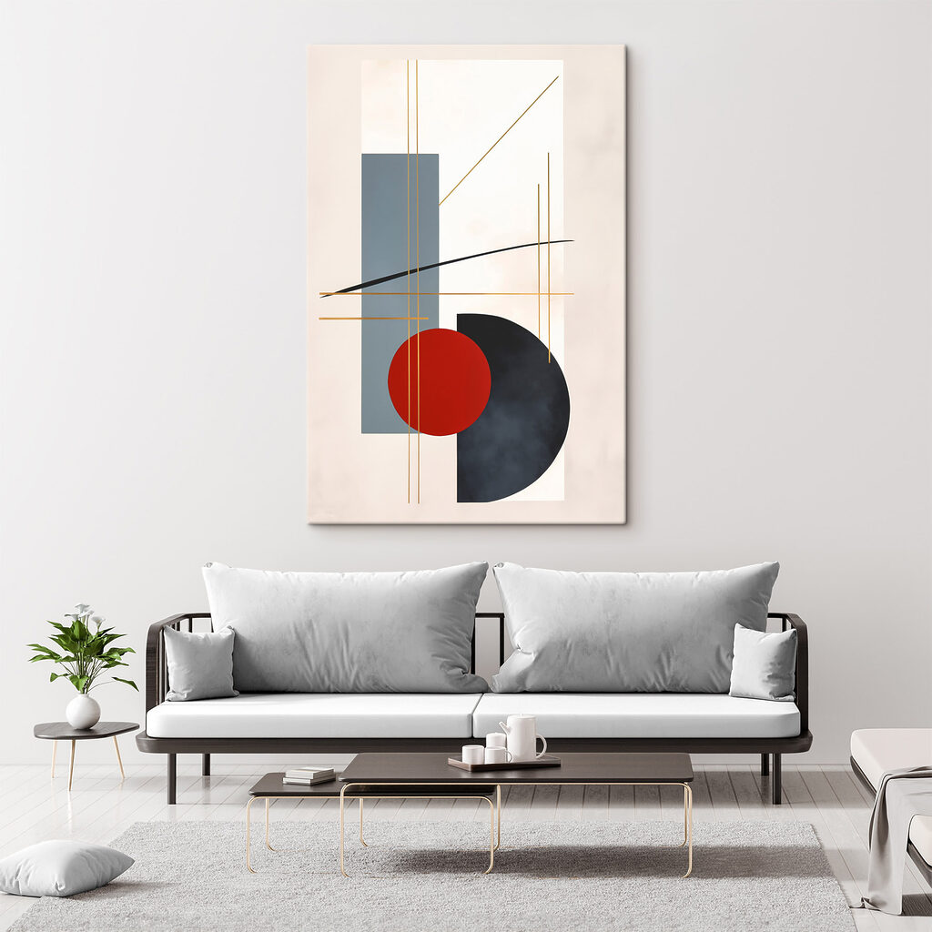 Red circle and blue rectangles and lines