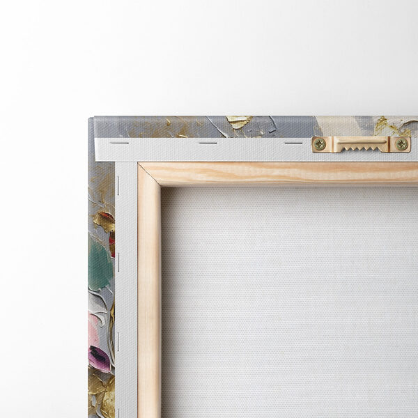 Painting of flowers on a grey surface