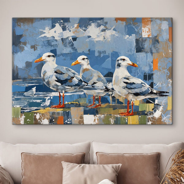 Group of birds standing on a rock