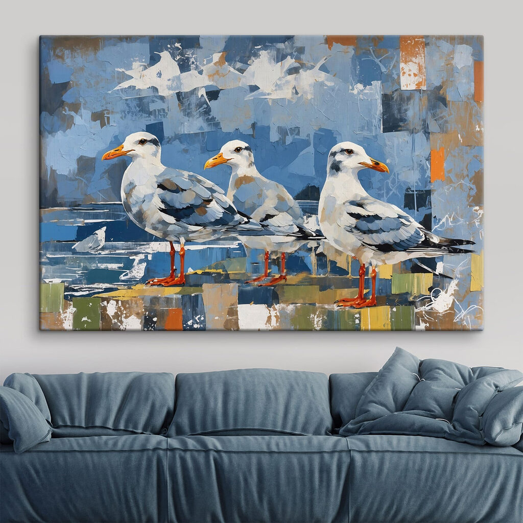 Group of birds standing on a rock
