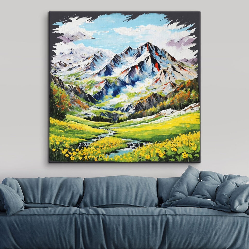 Painting of a mountain range