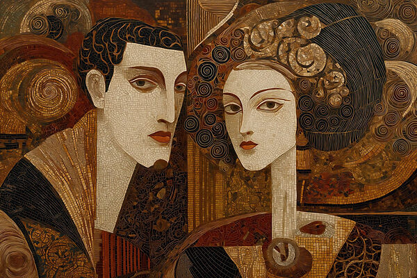 Painting of a man and a woman Painting of a man and a woman