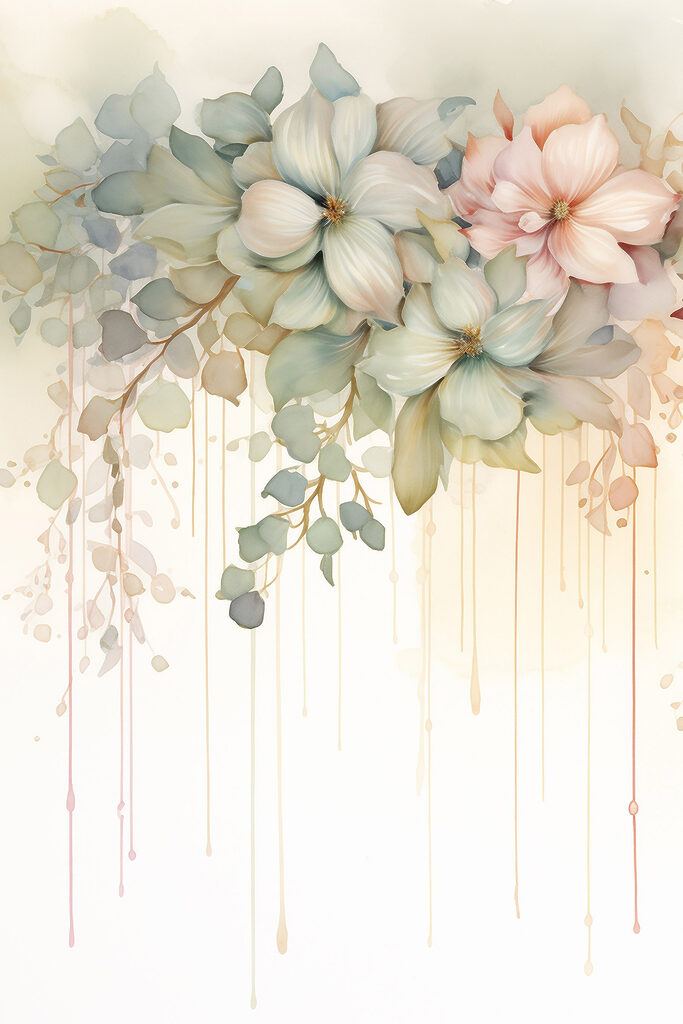 Painting of flowers on a white background Painting of flowers on a white background