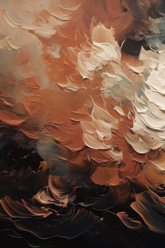 - Swirls of warm earthy tones - Swirls of warm earthy tones